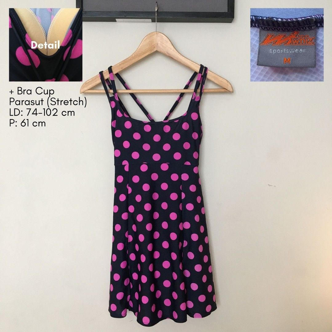 Freeong Branded Polkadot Bodysuit Bikini Swimwear Baju Renang Seksi