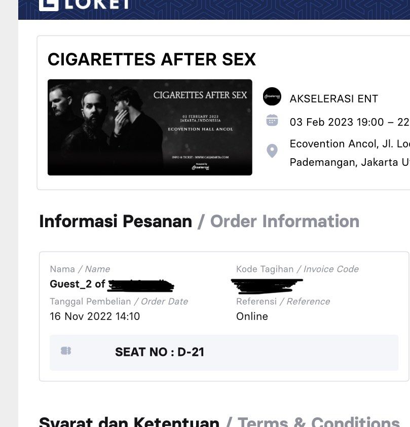 Tickets Cigarettes After Sex Tribune B Tiket Voucher Tiket Acara Di Carousell