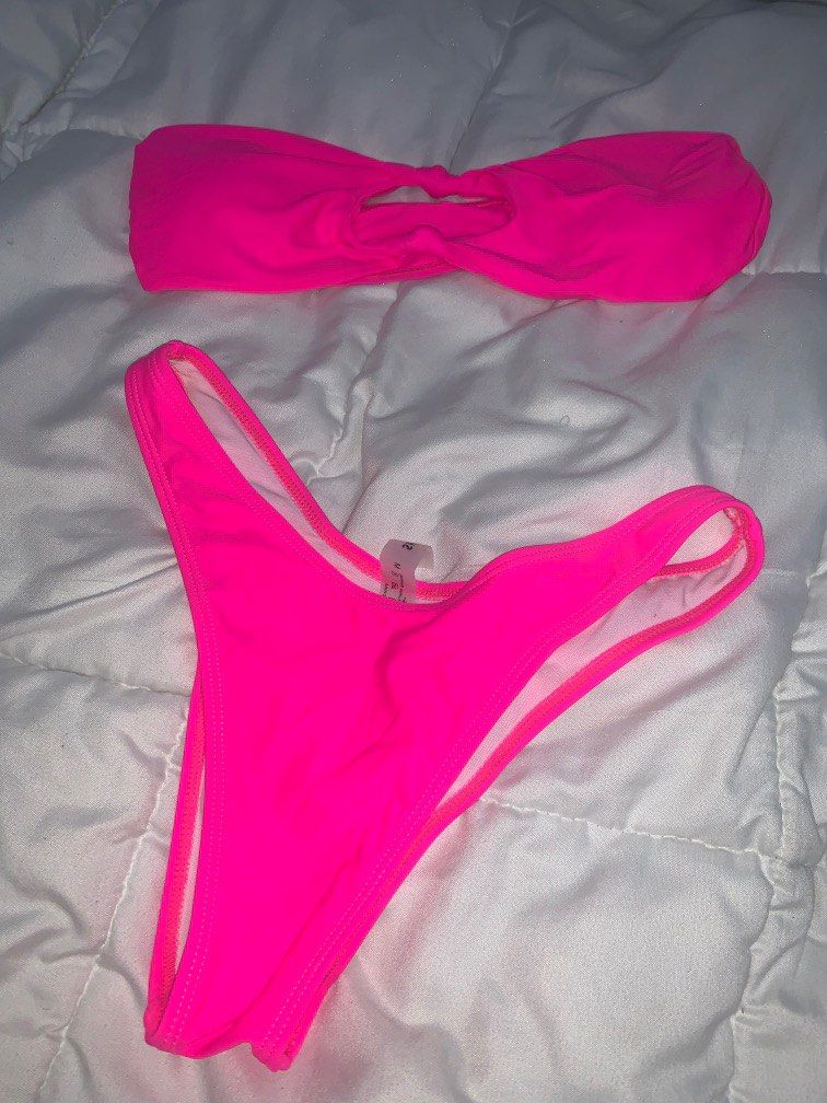 Shein Two Piece Neon Bikini Women S Fashion Swimwear Bikinis Swimsuits On Carousell