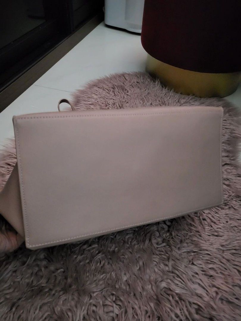 Authentic Furla Smooth Leather Tote Bag Laptop Bag In Nude Colour