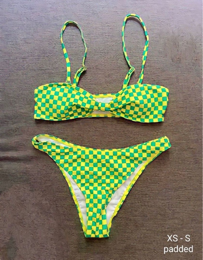 Checkered Green Bikini Swimsuit Two Piece Beach Summer Women S Fashion