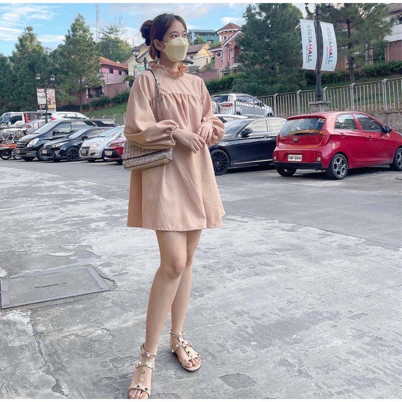 Flowy Turtle Neck Nude Dress Women S Fashion Dresses Sets Dresses