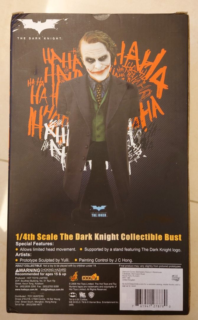全新 Hottoys 1 4 The Joker 半身胸像 胸像 statue Enter Bay Hot Toys 1 4 1比4 Dark Knight 小丑 蝙蝠俠 Batman