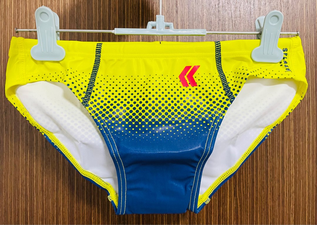 Egde Splash Super Low Rise Bikini Swim Trunks Yellow X Navy Men S Fashion Bottoms Swim