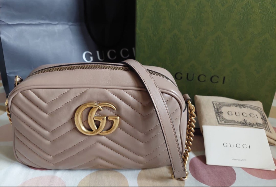 Gucci Marmont Camera Bag Small Size Cm Nude Ghw Barang Mewah Tas