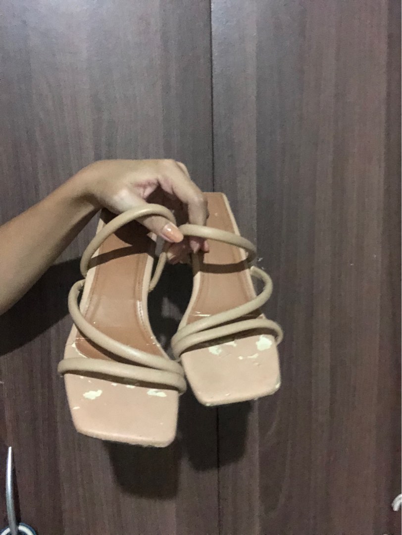 Nude Block Heels Sandals Women S Fashion Footwear Sandals On Carousell