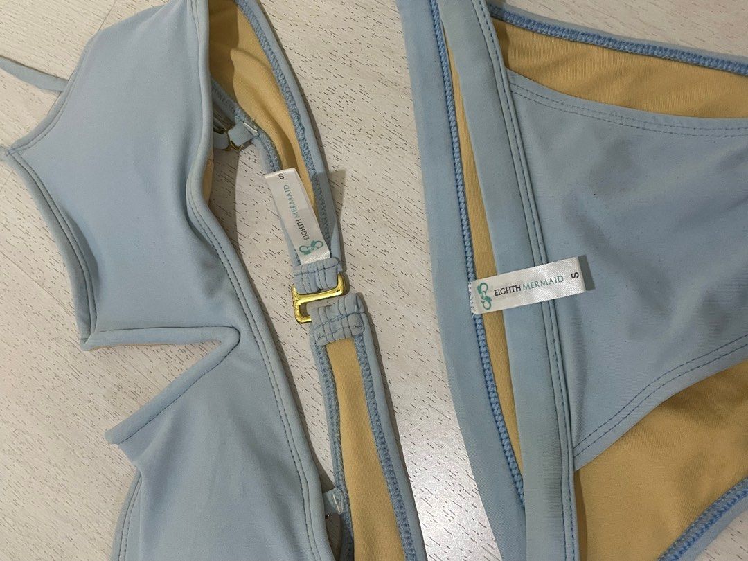 Eighth Mermaid Bikini Swimsuit Set In Baby Blue With Free Tote Bag