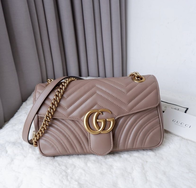 Gucci Marmont Nude Small Ghw Fesyen Wanita Tas Dompet Di Carousell