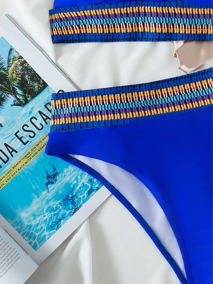 Shein Royal Blue Contrast Trim Triangle Bikini Swimsuit Women S