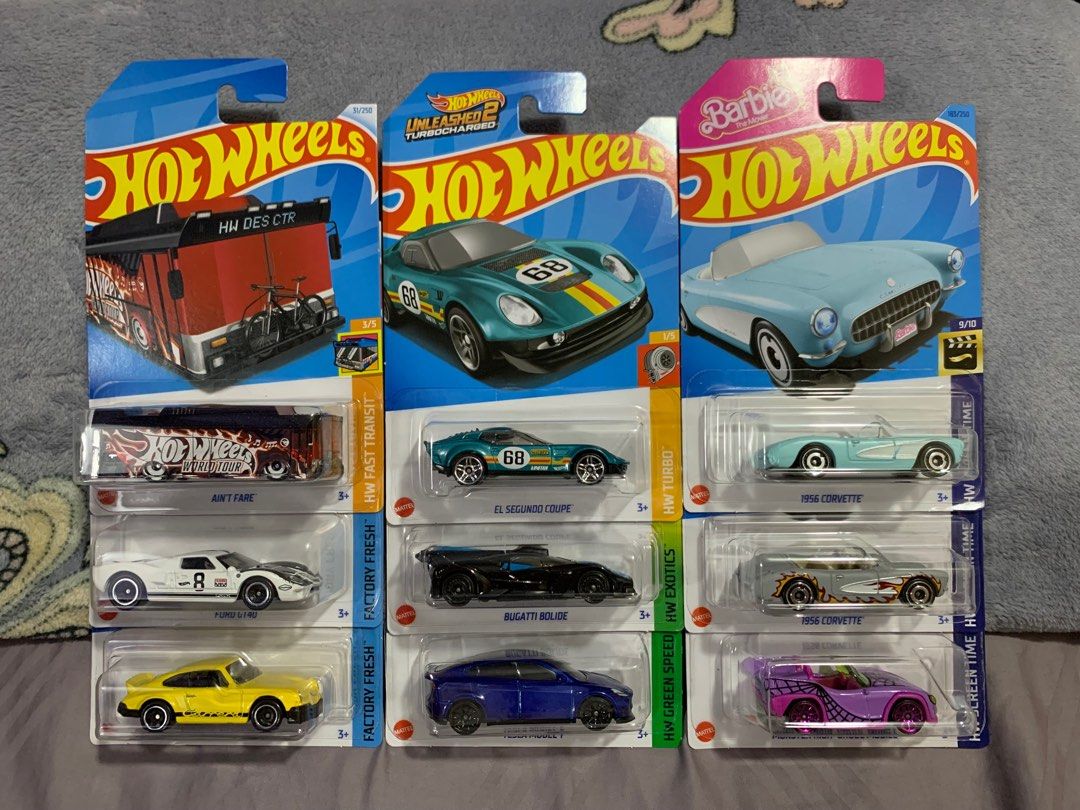 Hot Wheels Aint Fare Treasure Hunt El Segundo Coupe Bugatti Bolide Tesla Model Y Barbie