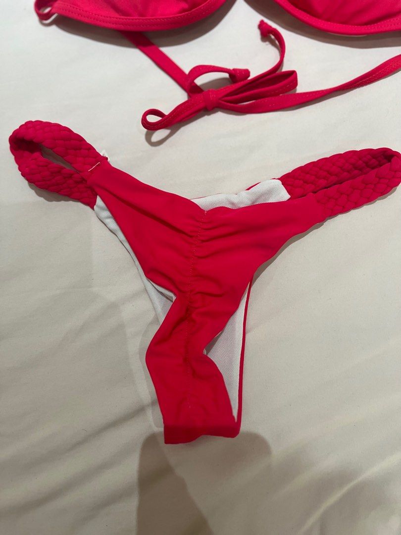 Self Tie Bikini In Fuchsia Women S Fashion Swimwear Bikinis Swimsuits On Carousell