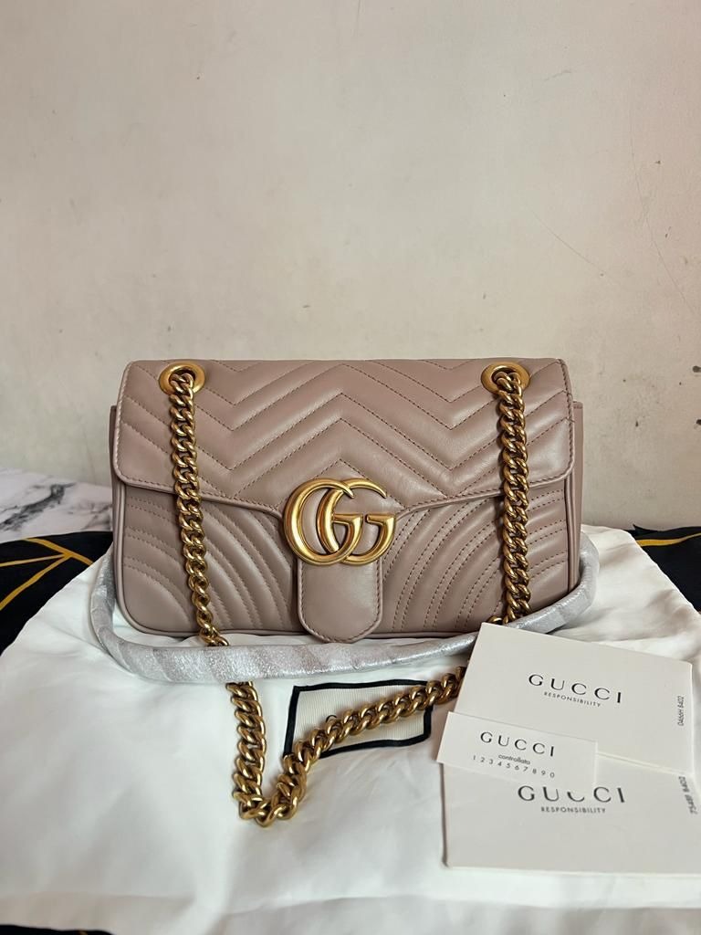 Gucci Marmont Nude Small With Booklet Db Receipt Multi Muluss