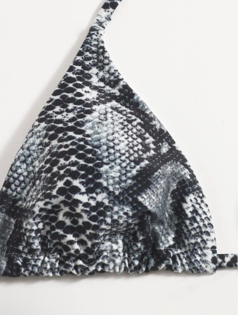 Snakeskin Print Triangle Bikini Swimsuit Women S Fashion Swimwear