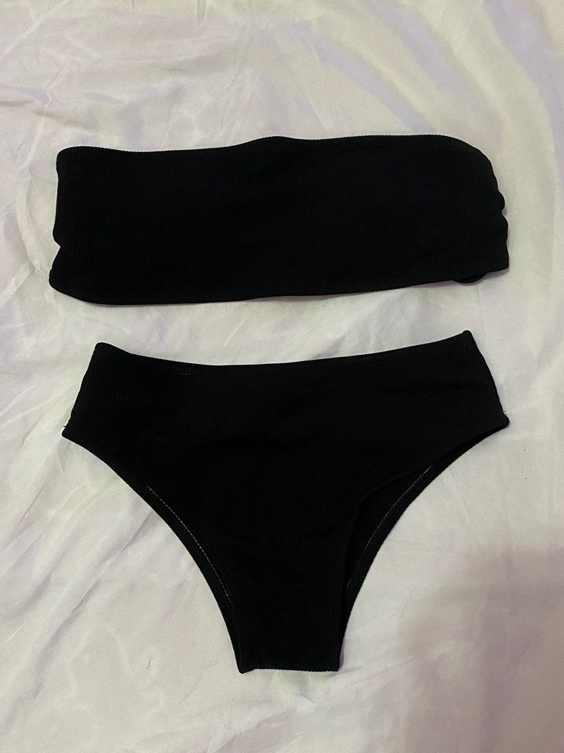 Black Two Piece Bandeau Bikini Women S Fashion Swimwear Bikinis
