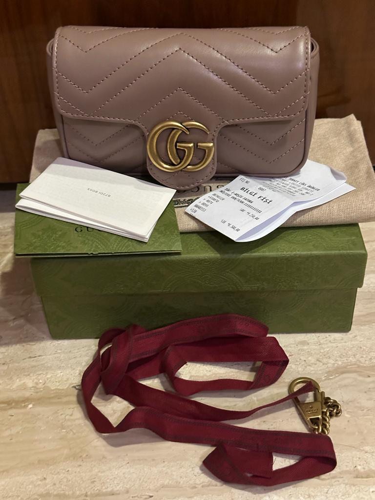 Reprice Super Like New Gucci Marmont Supermini Nude Ghw Fullset With