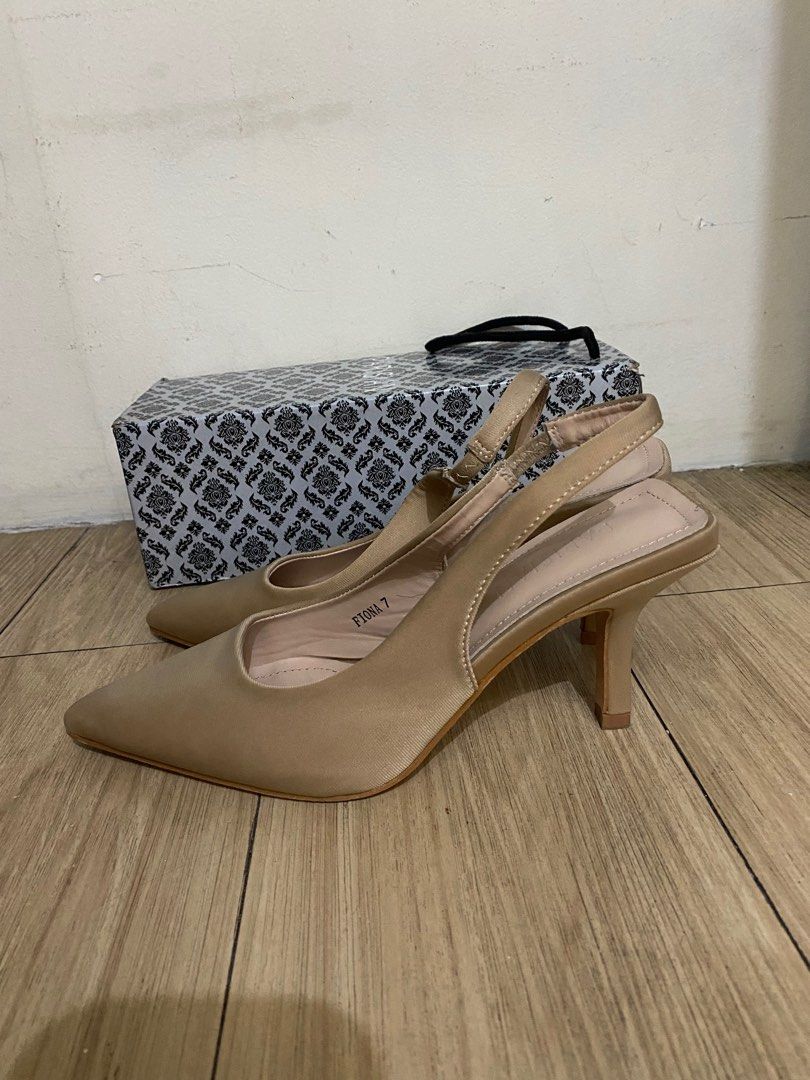 Parisian Nude Sling Back Heels Women S Fashion Footwear Flats