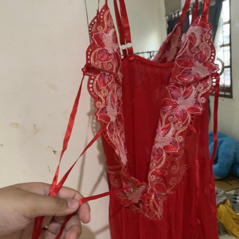 Lingerie Merah Chinese China Baju Sexy Transparan Fesyen Wanita
