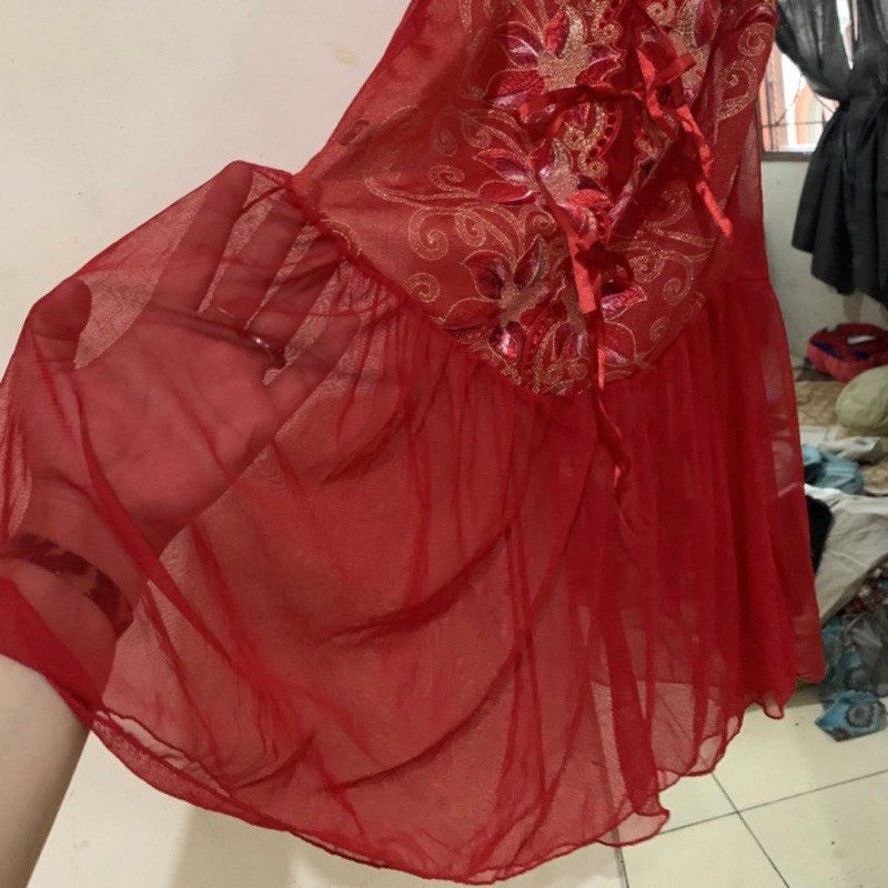 Lingerie Merah Chinese China Baju Sexy Transparan Fesyen Wanita