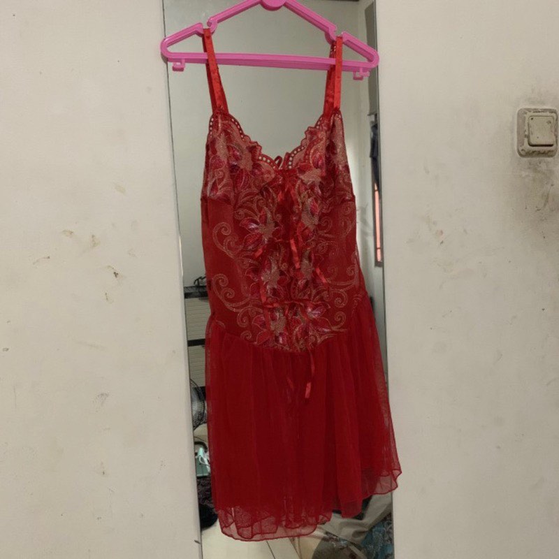 Lingerie Merah Chinese China Baju Sexy Transparan Fesyen Wanita