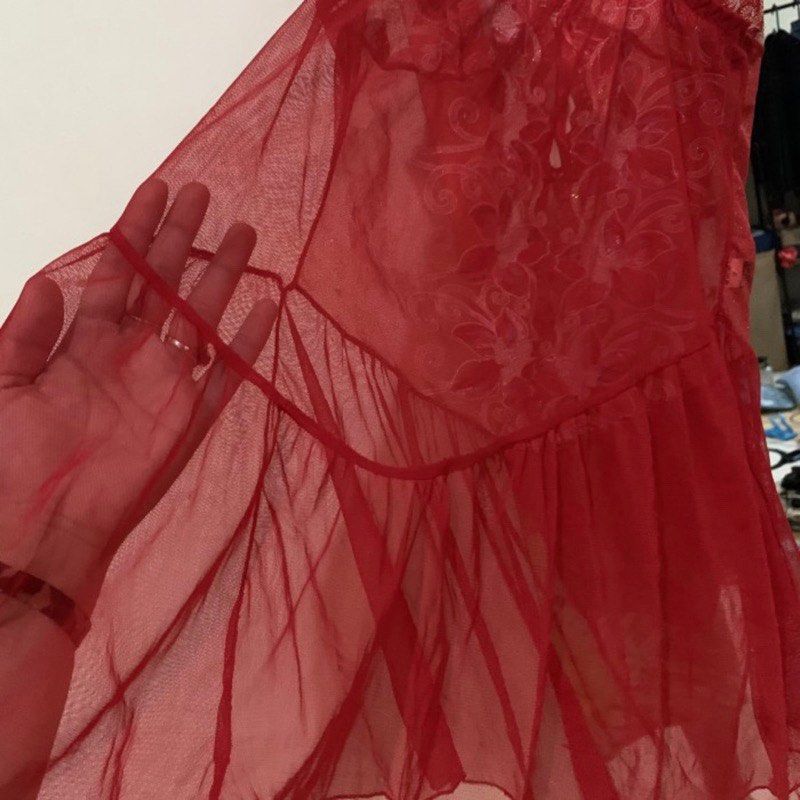 Lingerie Merah Chinese China Baju Sexy Transparan Fesyen Wanita