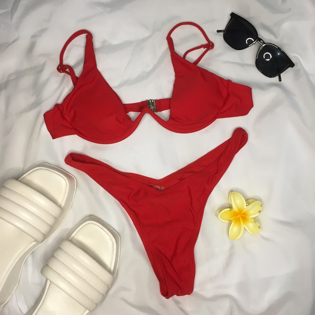 Red Underwire Bikini Women S Fashion Swimwear Bikinis Swimsuits On Carousell