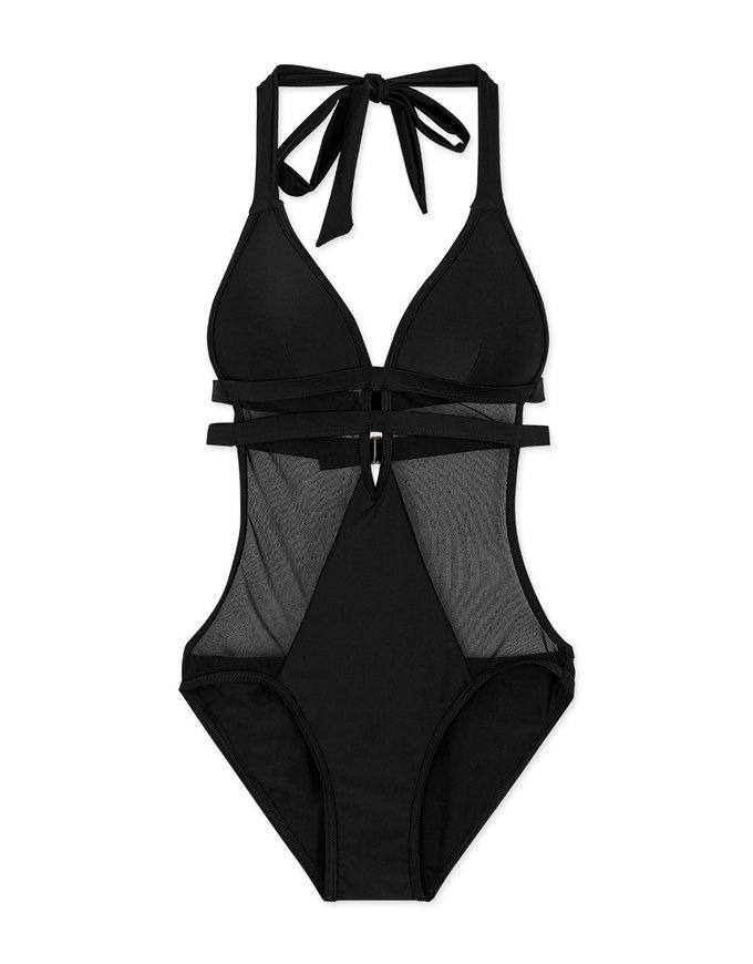 Airspace Sensual Mesh Splice Push Up One Piece Bikini Thick Padded