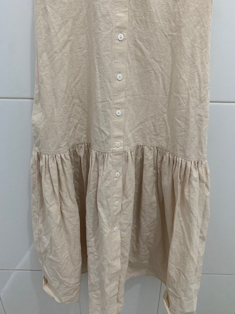 Love Bonito Cream Nude Lysandra Textured Button Down Midi Dress Krem