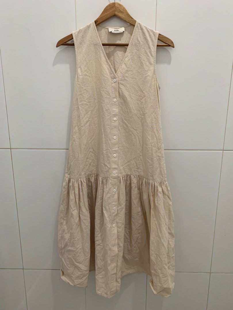 Love Bonito Cream Nude Lysandra Textured Button Down Midi Dress Krem