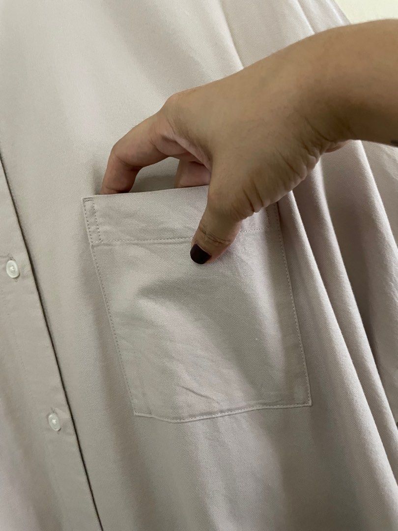 Muji Nude Chino Sleeve Shirt Dress Women S Fashion Dresses Sets Dresses On Carousell