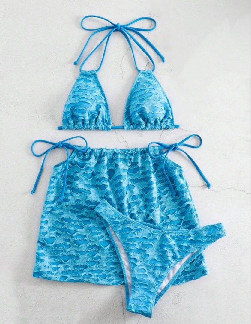 Cute Blue Bikini Swimsuit With Skirt Pcs Women S Fashion Swimwear Bikinis Swimsuits On