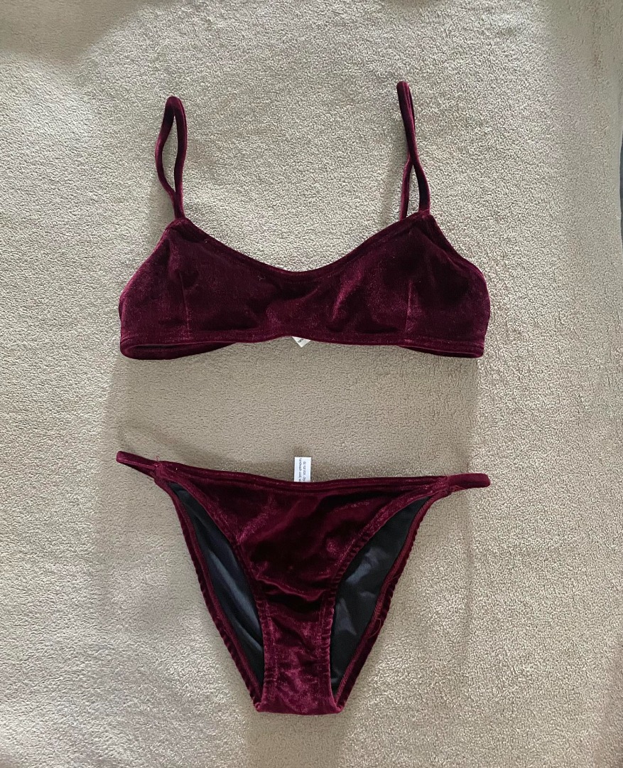 Eighthmermaid Purple Velvet Two Piece Swimwear Bikini Women S Fashion