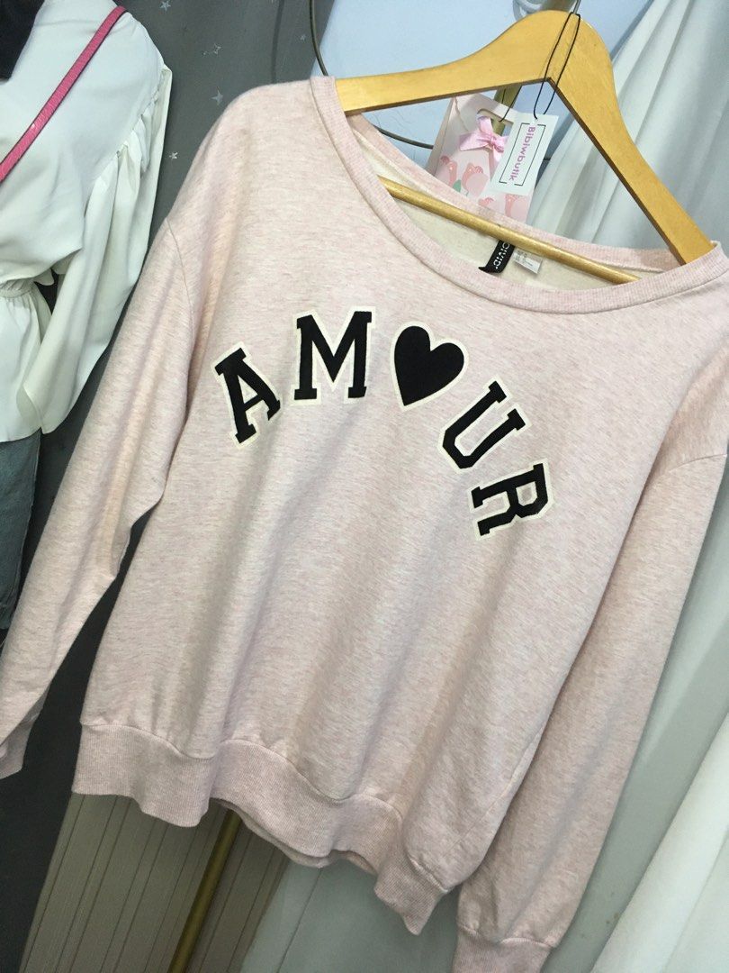 Sweater Pink Nude Cantik Hnm Divided Fesyen Wanita Pakaian Wanita