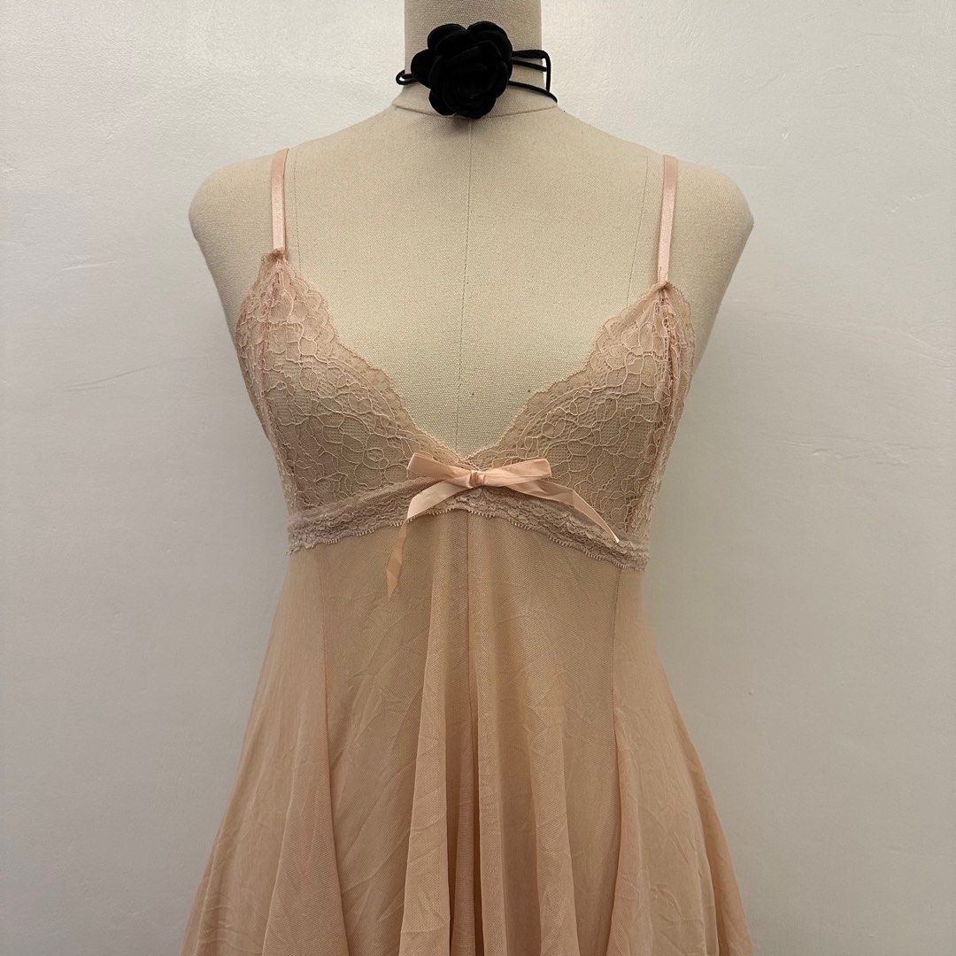 Coquette Peach Lingerie Mesh Dress Women S Fashion Dresses Sets Dresses On Carousell
