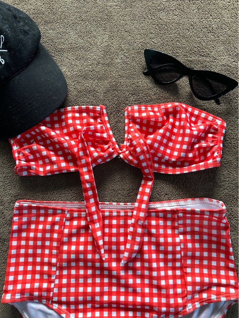 Red Checkered Bikini Women S Fashion Swimwear Bikinis Swimsuits On