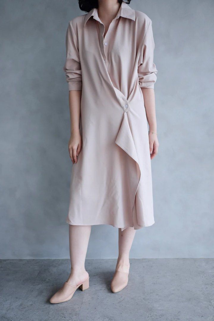 Amygo Julian Shirt Dress In Blush Nude Fesyen Wanita Pakaian Wanita