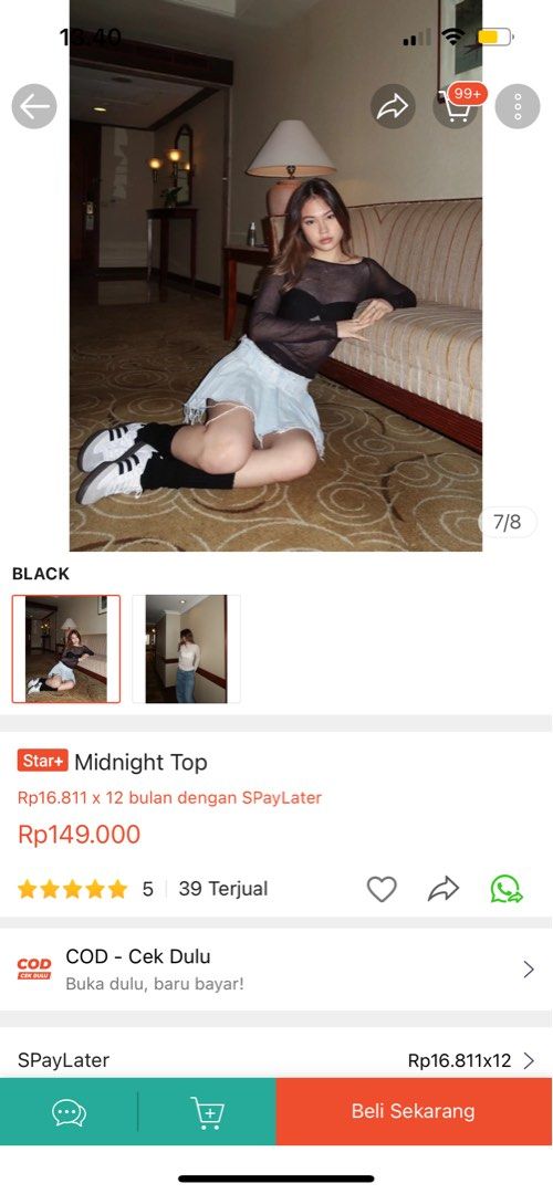 Free Ongkir Nude The Label Midnight Top Sheer Mesh In Black Cotton