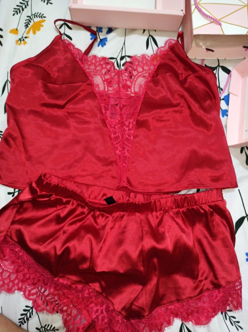 Sexy Lingerie Set Baju Bobok La Senza Maroon Kado Wedding Kado
