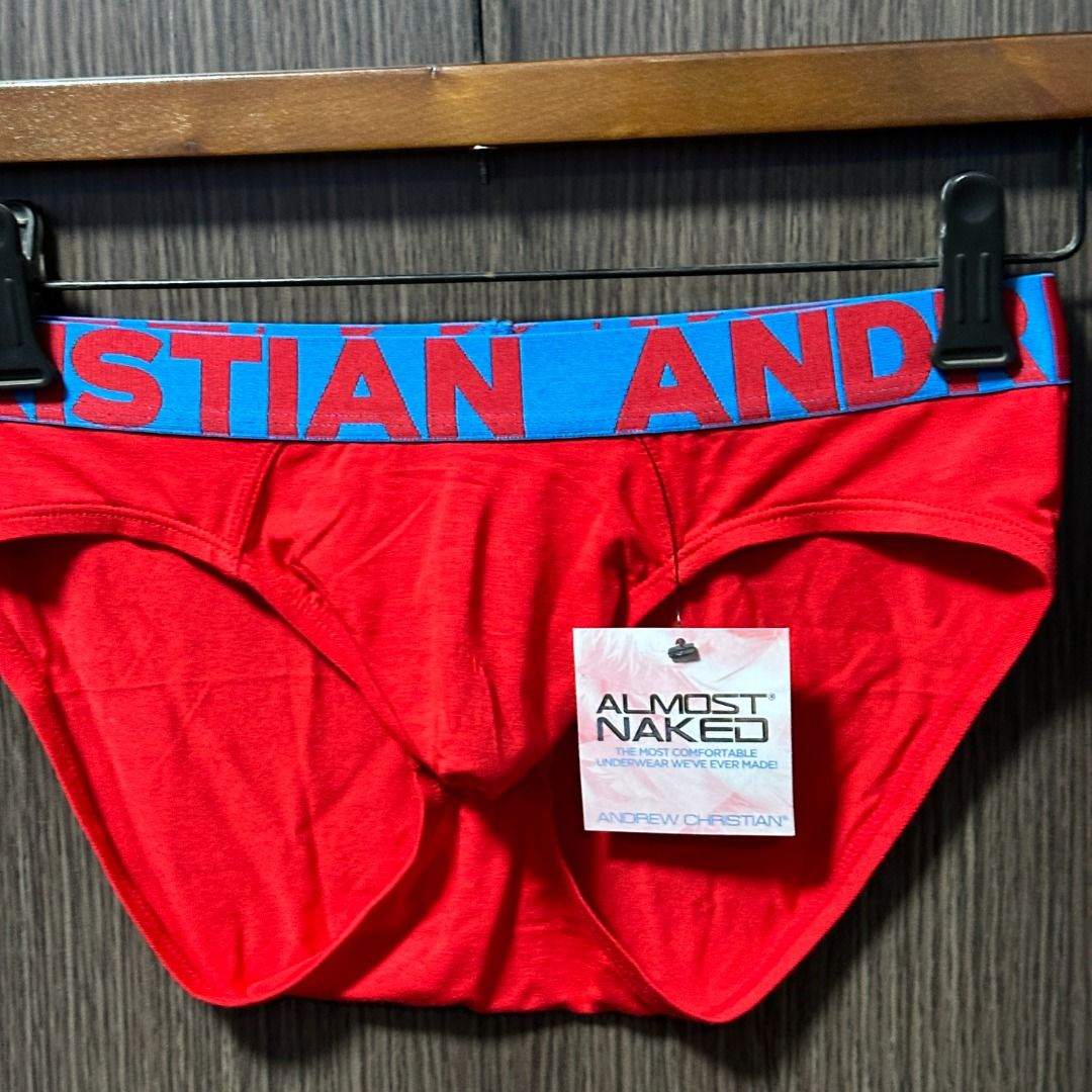 Andrew Christian Bamboo Brief Almost Naked Red Underwear Men S Fashion Bottoms New Underwear