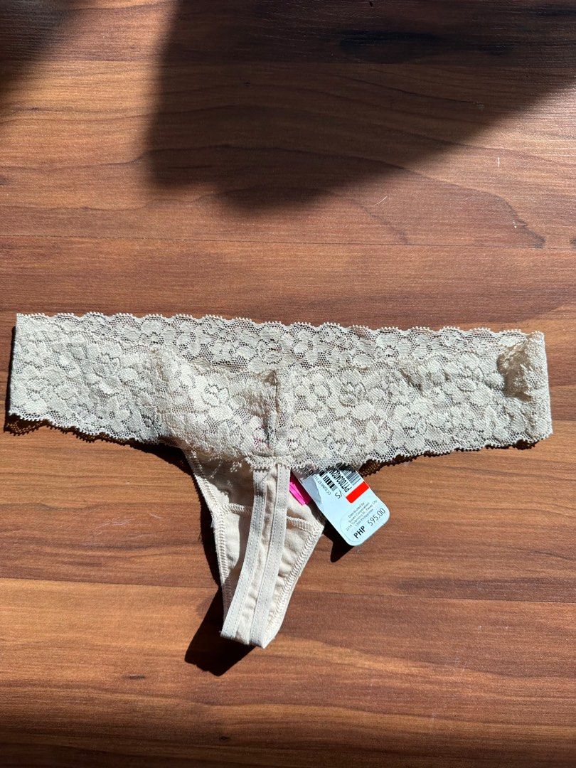La Senza Beige Nude Lace Cotton Thong Panty Lingerie Underwear G String Women S Fashion