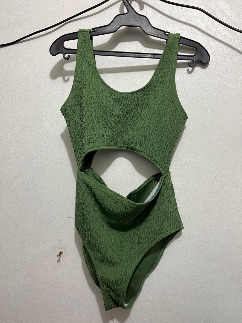 Shein Cut Out One Piece Green Bikini Women S Fashion Swimwear
