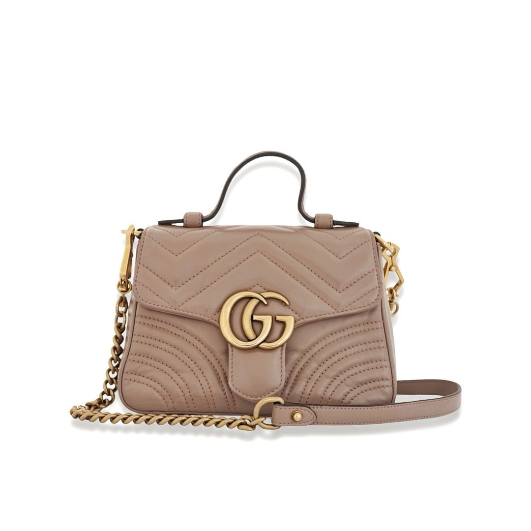 GUCCI Marmont Top Handle Nude Gold Hardware 2021 20x8x14 Comes With