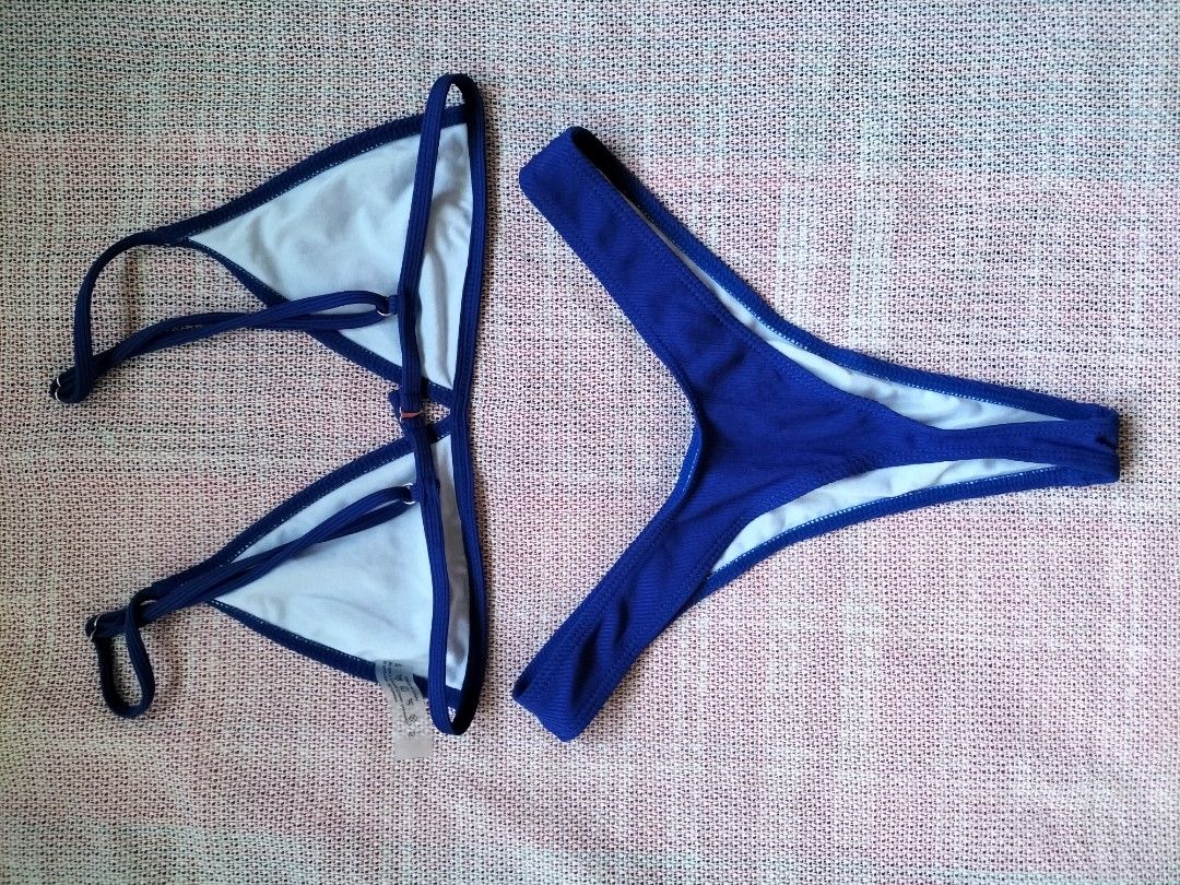 SHEIN Rib Triangle High Cut Bikini Swimsuit Women S Fashion Swimwear