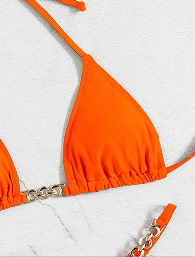 SHEIN Push Up Orange Bikini Used Once Women S Fashion Swimwear Bikinis Swimsuits On Carousell
