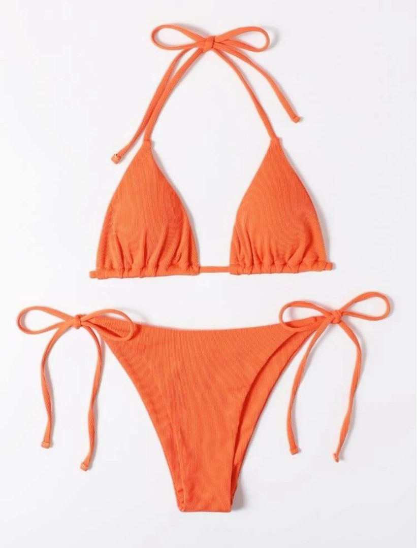 Shein Swim Vcay Mono Bikini Set Halter Triangle Bra Tie Side Bottom