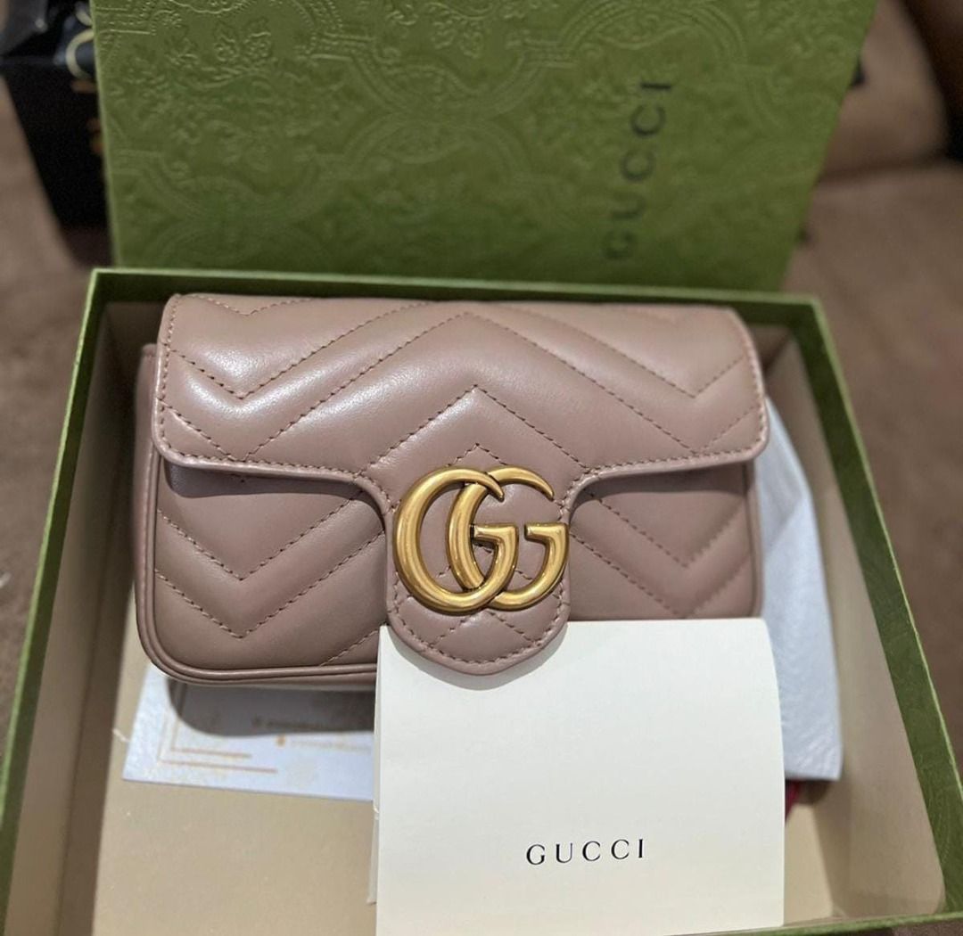 Gucci Marmont Supermini Nude 2021 Fullset Box Pb Rec Booklet Db Dv