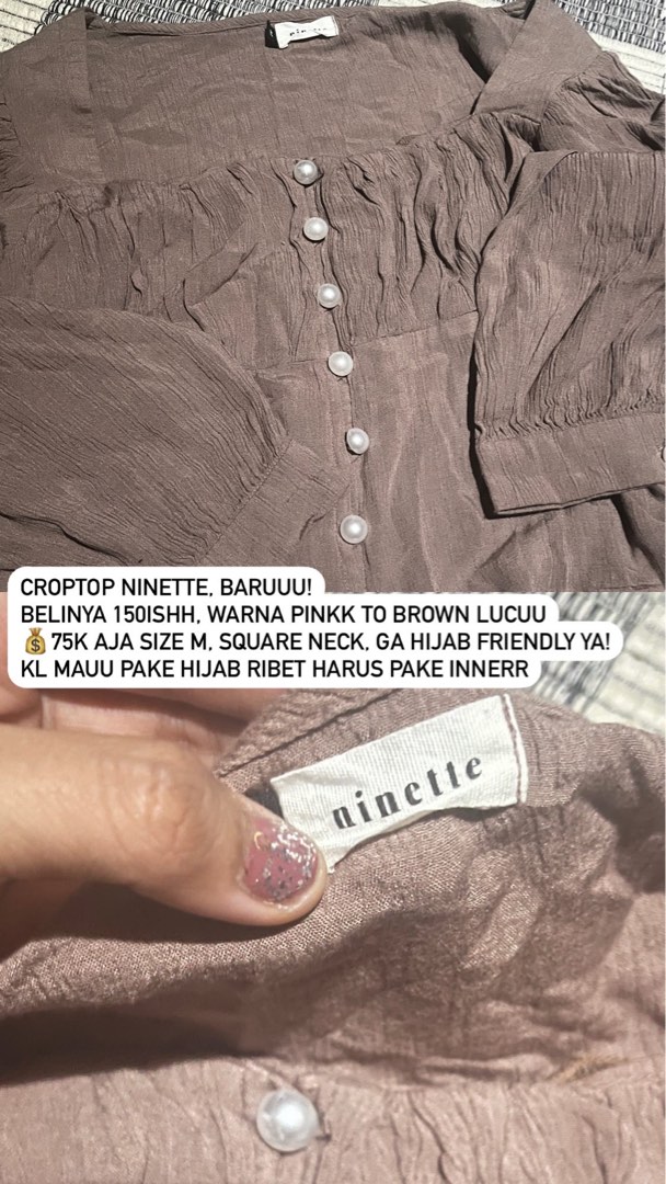 Ninette Korean Top Pink Nude Fesyen Wanita Pakaian Wanita Atasan Di