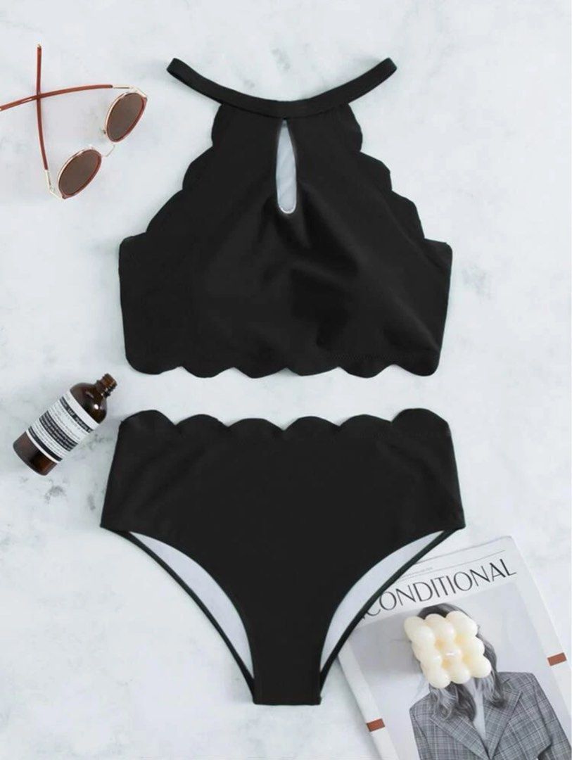 Shein Scallop Trim Cut Bikini Set Women S Fashion Swimwear Bikinis