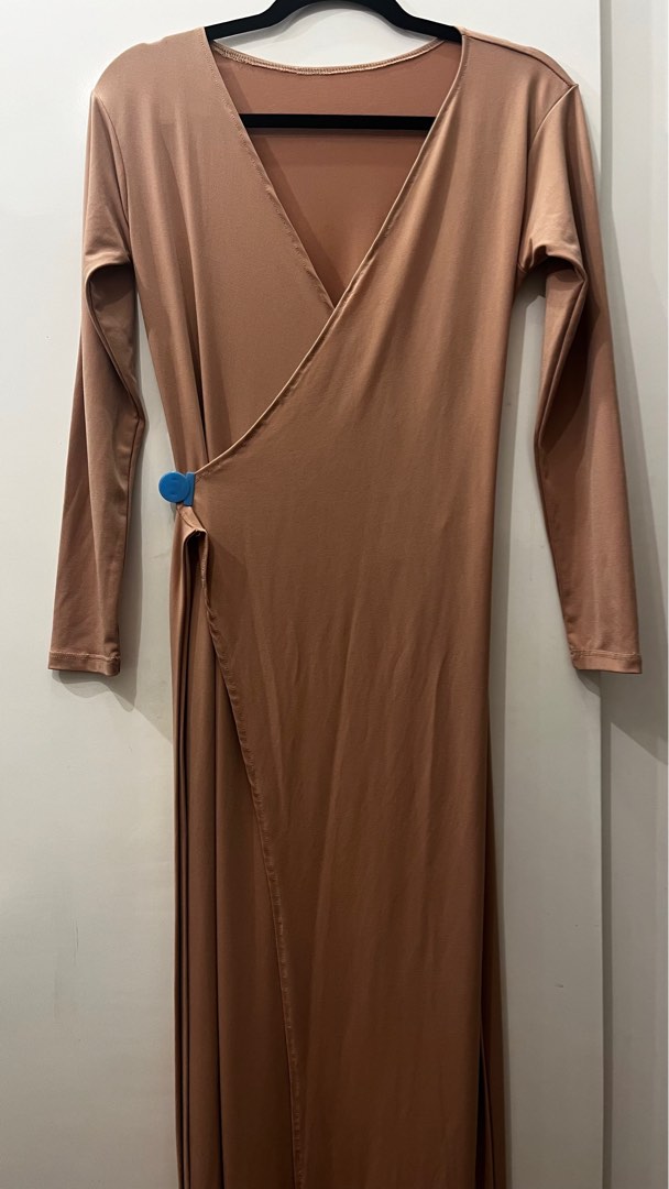 Nude Wraparound Long Dress Read Description Women S Fashion Dresses