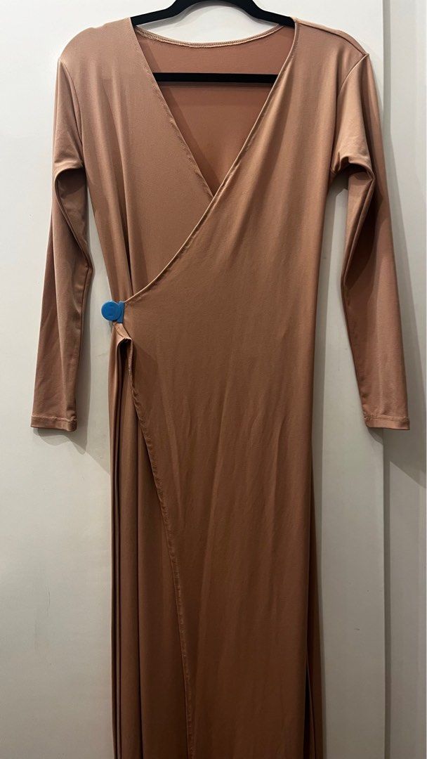 Nude Wraparound Long Dress Read Description Women S Fashion Dresses
