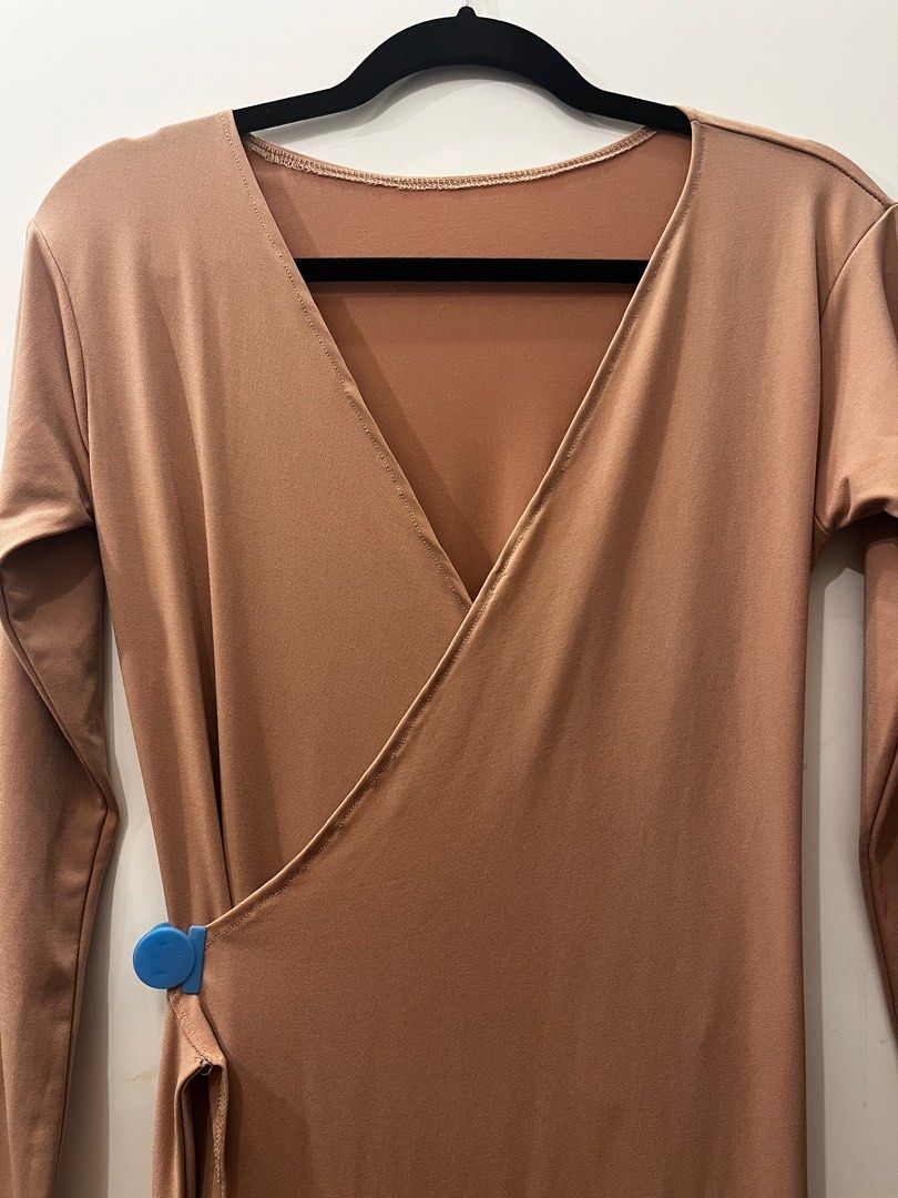 Nude Wraparound Long Dress Read Description Women S Fashion Dresses